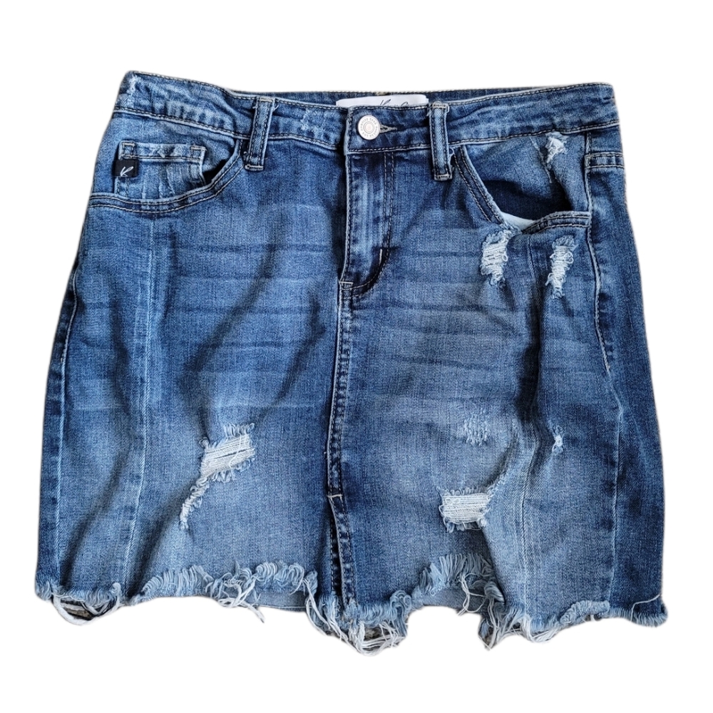 KanCan Ripped Distressed Raw Hem Denim Mini Skirt 5